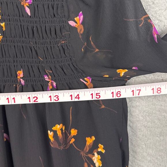 Madewell Georgette Ruffle-Collar Smocked Top in Falling Freesias Boho Flowy XXS - Picture 5 of 10